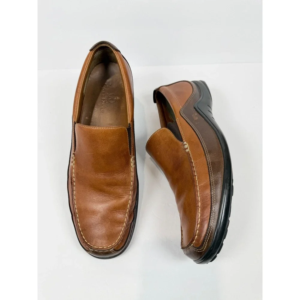 Cole Haan Mens Tan Brown Leather Slip On Loafers Vibram Sole C03559 Size 12M